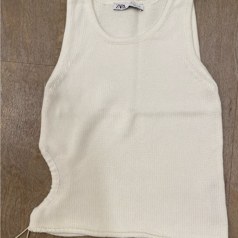 Zara White Knit Tank Top